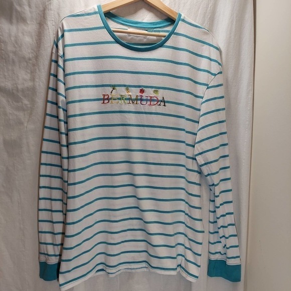 PacSun Other - Pacsun Bermuda White/Blue Striped Long Sleeve Lounge Wear Top